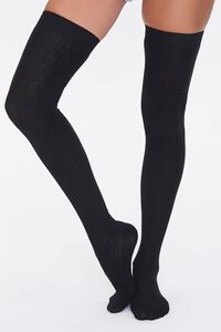 Shadow-Striped Thigh-High Socks, image 1