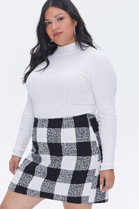 Plus Size Tweed Buffalo Plaid Skirt, image 1