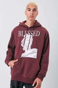 BURGUNDY/MULTI Blessed Graphic Fleece Hoodie, image 6