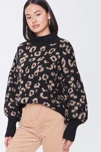 BLACK/BLUE Fuzzy Leopard Print Sweater, image 5