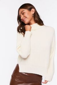 Rolled Turtleneck Drop-Sleeve Sweater, image 1