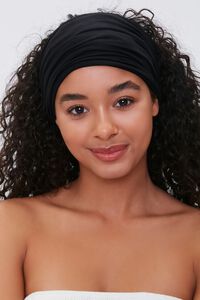 BLACK Wide Ruched Headwrap, image 1