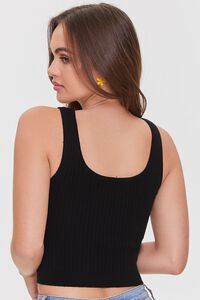 BLACK Ribbed Sweater-Knit Tank Top, image 3
