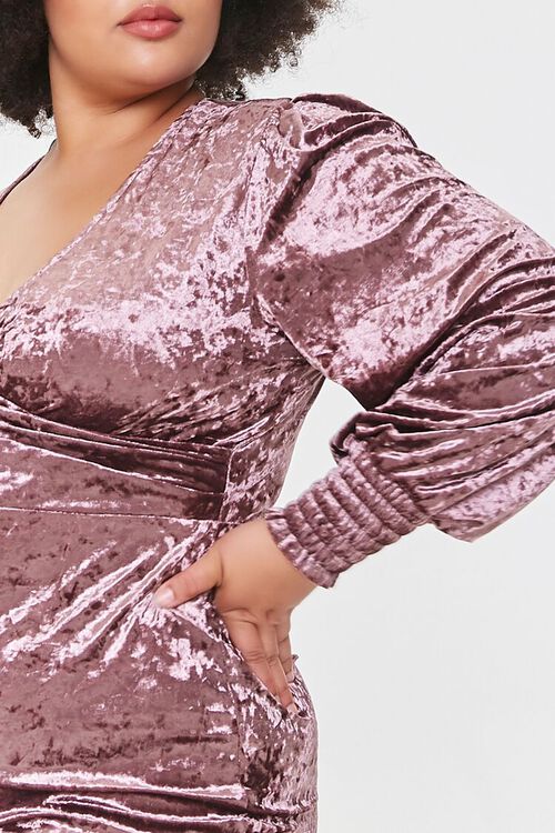 WINE Plus Size Crushed Velvet Mini Dress, image 5