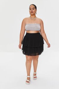 BLACK Plus Size Tiered Flounce Mini Skirt, image 5