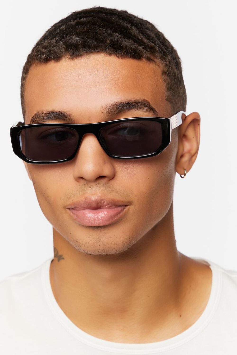 BLACK Men Rectangular Frame Sunglasses, image 1