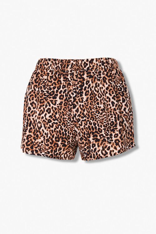 TAUPE/BROWN Leopard Print Pajama Shorts, image 2