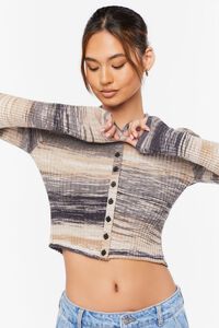 TAUPE/MULTI Space Dye Cardigan Sweater, image 1
