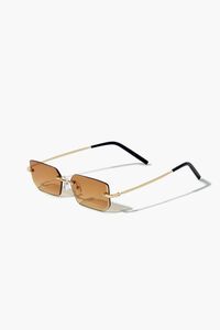 GOLD/BROWN Rimless Rectangular Sunglasses, image 2