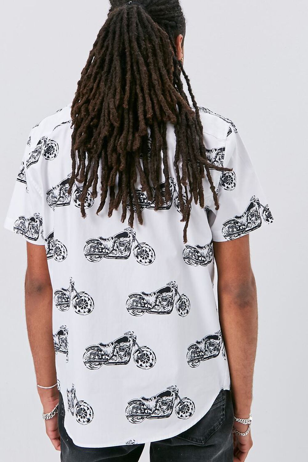 WHITE/MULTI Motorcycle Print Fitted Shirt, image 3