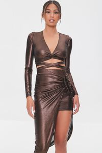 BLACK/GOLD Crisscross Crop Top & Skirt Set, image 1