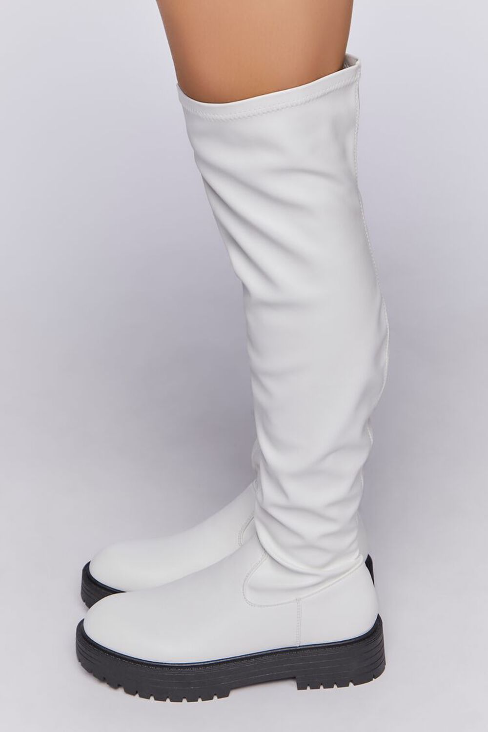 WHITE Over-the-Knee Lug-Sole Boots, image 2