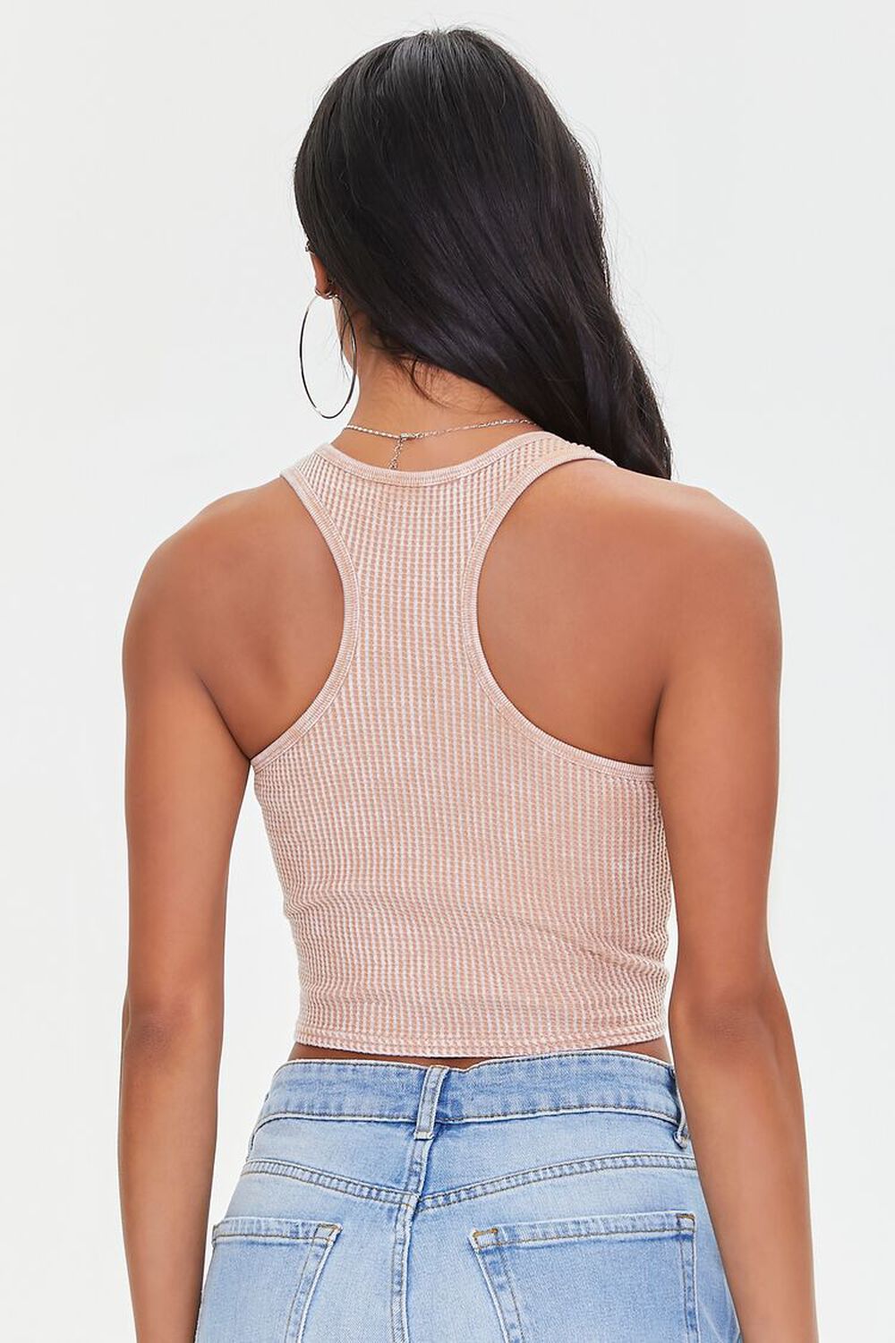 Waffle Knit Cropped Tank Top, image 3