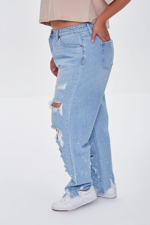 LIGHT DENIM Plus Size Distressed Boyfriend Jeans, image 3