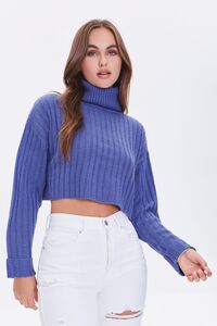 BLUE Ribbed Turtleneck Sweater, image 1