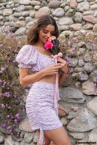 LILAC/MULTI Floral Crop Top & Self-Tie Skirt Set, image 7