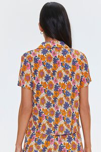 ORANGE/MULTI Pleated Floral Print Shirt, image 3