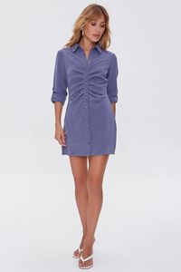 BLUE Ruched Mini Shirt Dress, image 4