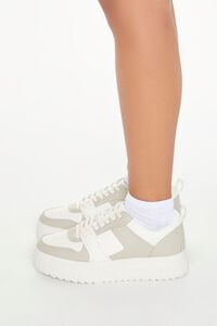 WHITE/GREY Colorblock Platform Sneakers, image 2