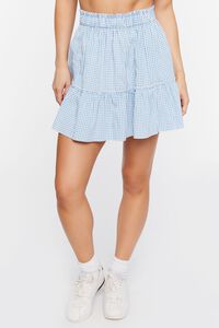 BLUE/WHITE Gingham Cropped Cami & Skirt Set, image 6
