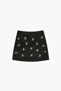 BLACK/WHITE Girls Suede Butterfly Skirt (Kids), image 1