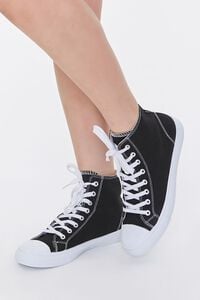 BLACK Lace-Up High-Top Sneakers, image 1