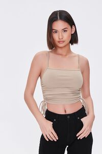 TAUPE Ruched Drawstring Cropped Cami, image 1