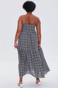 BLACK/CREAM Plus Size Plaid Cami Maxi Dress, image 3