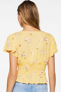 YELLOW/MULTI Plunging Floral Print Top, image 3