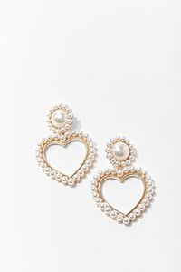 Faux Pearl Heart Drop Earrings, image 3