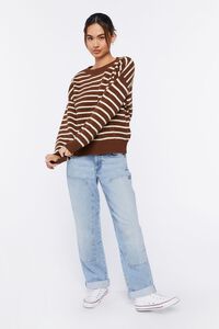 BROWN/WHITE Striped Button-Back Sweater, image 4