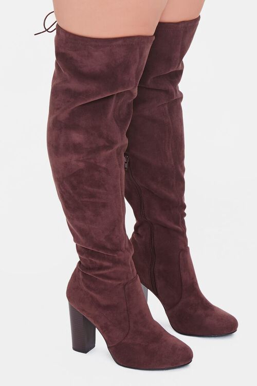 BROWN Faux Suede Knee-High Boots (Wide), image 2