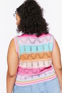 PINK/MULTI Plus Size Colorblock Sweater Vest, image 3
