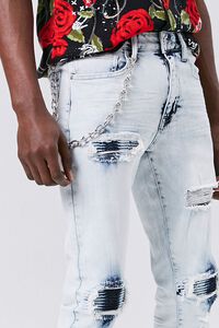 LIGHT DENIM/SILVER Distressed Bleach Wash Skinny Jeans, image 2