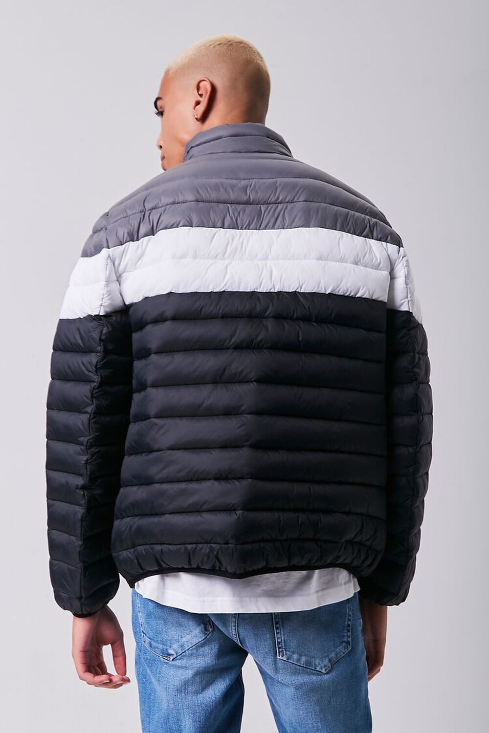 BLACK/CHARCOAL Colorblock Zip-Up Puffer Jacket, image 3