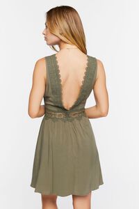 OLIVE Plunging Lace-Trim Mini Dress, image 4