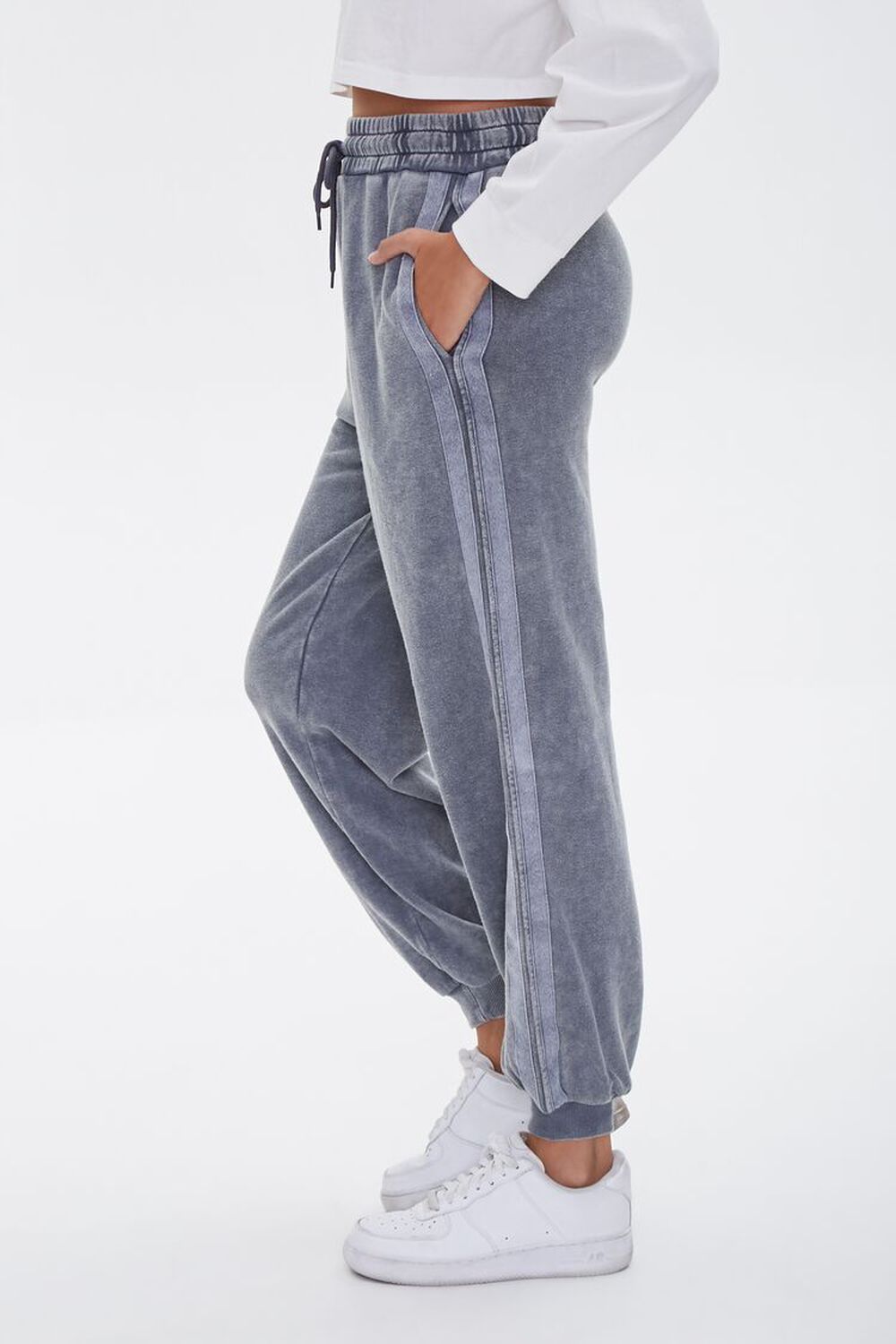 CHARCOAL Side-Striped French Terry Joggers, image 2
