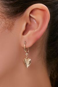 GOLD Heart Pendant Drop Earrings, image 1