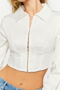 WHITE Cropped Hook-and-Eye Corset Shirt, image 5