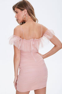 ROSE Tulle Open-Shoulder Mini Dress, image 3