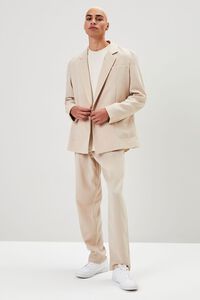 TAUPE Notched Double-Breasted Blazer, image 5