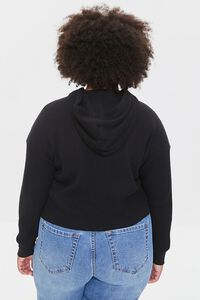 BLACK Plus Size Ribbed Knit Hoodie, image 3