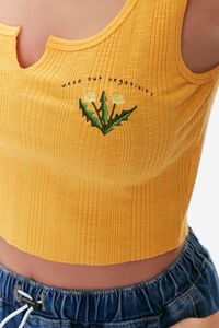 YELLOW/MULTI Weed Graphic Cropped Tank Top, image 5