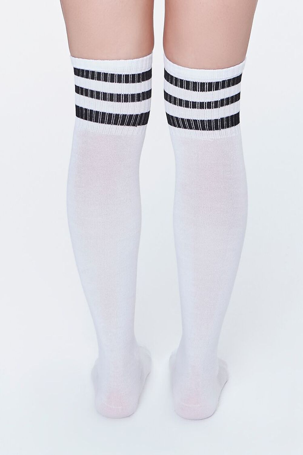 WHITE/BLACK Striped Over-the-Knee Socks, image 3
