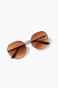 GOLD/BROWN Tinted Metal Sunglasses, image 4