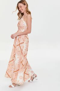 TAUPE/MULTI Chiffon Paisley Print Halter Dress, image 3