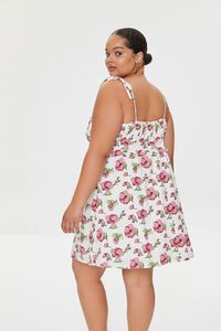 WHITE/MULTI Plus Size Floral Print Mini Dress, image 3
