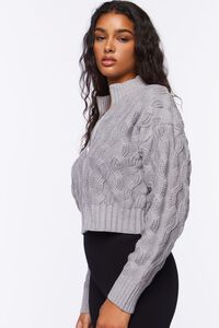 HEATHER GREY Cable Knit Zip-Up Sweater, image 2
