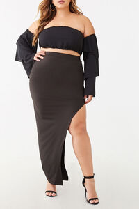 Plus Size Ruched Maxi Skirt, image 1