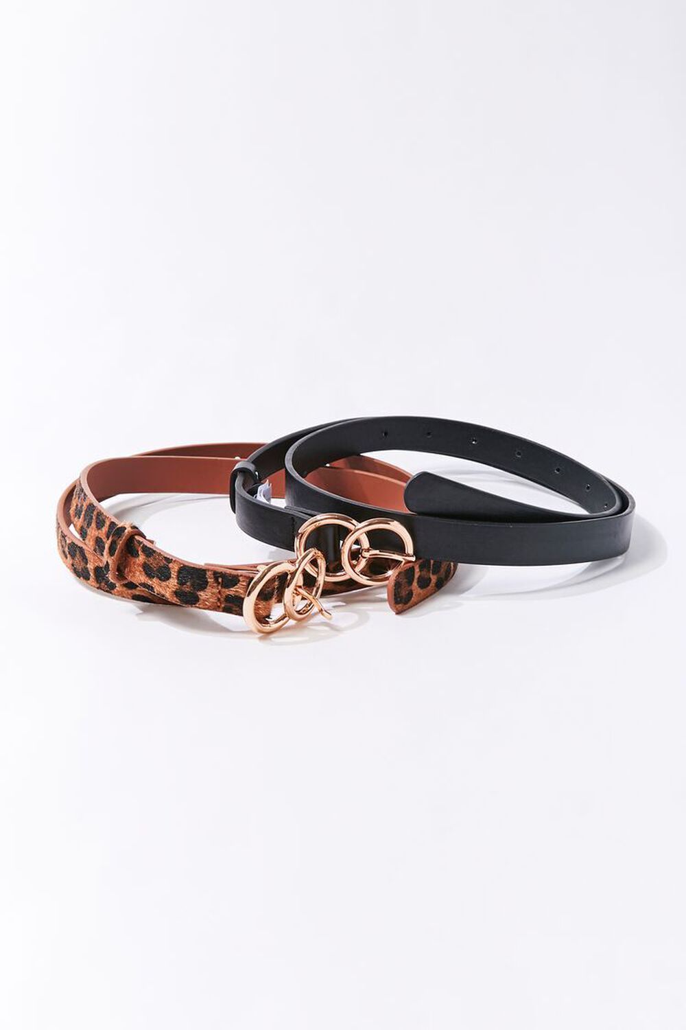 BLACK/BROWN Leopard Print Waist Belt Set, image 1